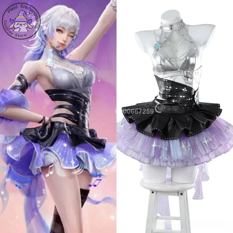 

ABC123Game NARAKA: BLADEPOINT Cosplay Costume Women Anime Lannie Role Playing Purple Dress for Adult Halloween Comic C3;b,6/k'5;
