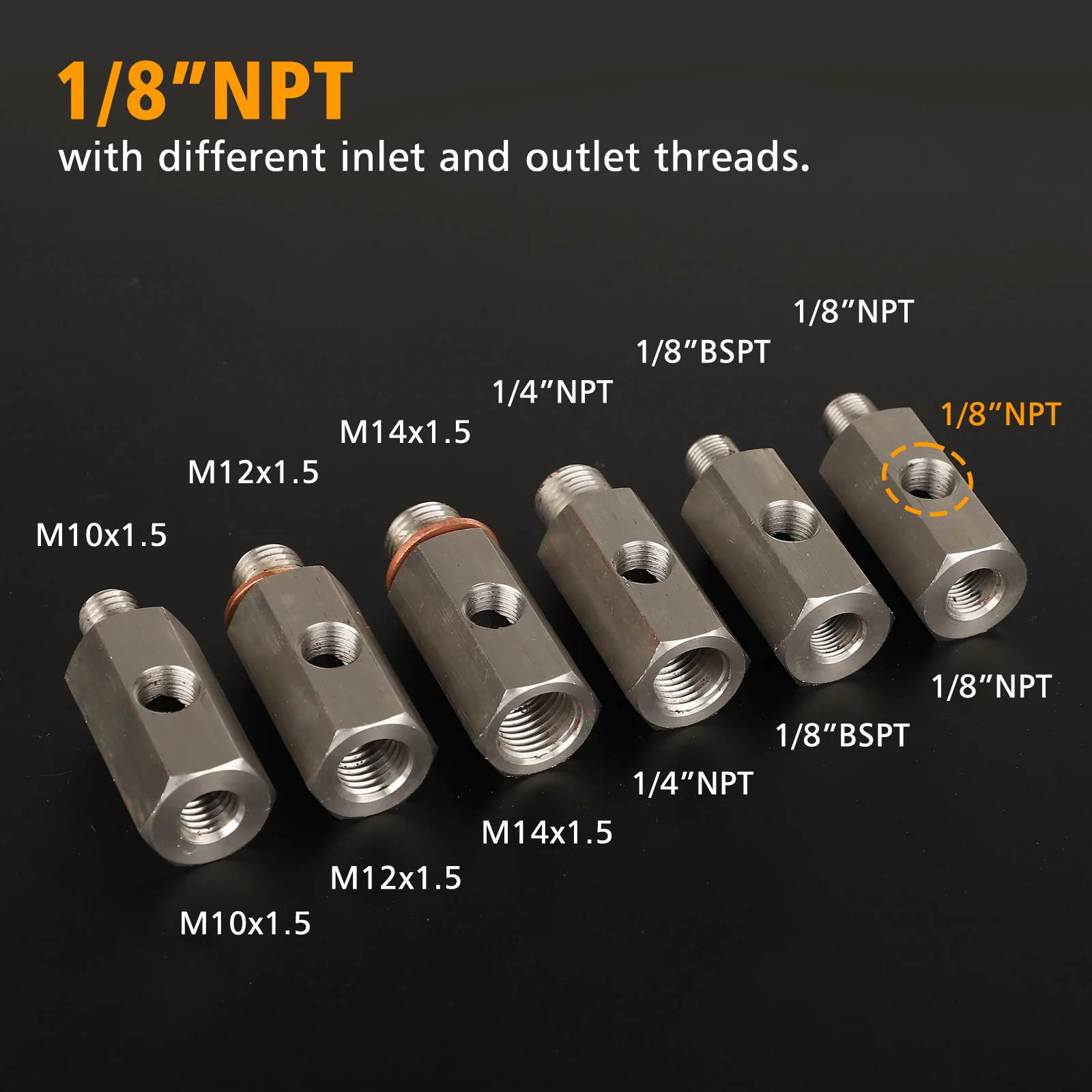Stainless Steel Side Holes Oil Pressure Sensor Connector 1/8