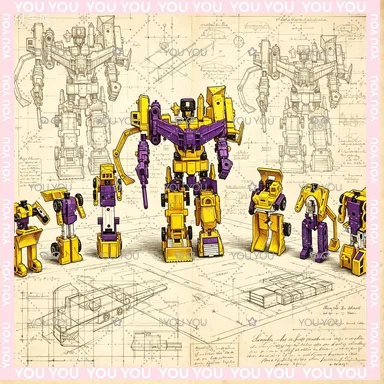 

In stock: Transforming Toys estadounidense G1 84-86 KO Devastator traje amarillo,igura de acción, juguete, regalo, hobby.