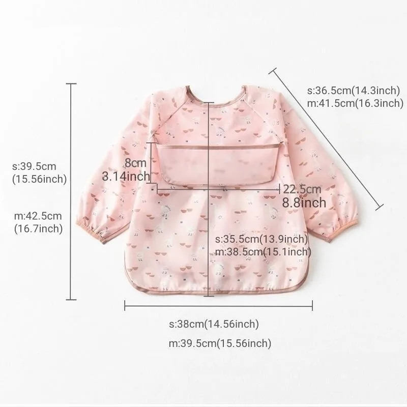 1pcs Baby Bibs Waterproof Infant Bib Full Sleeve Gown Children Long Sleeve Apron Coverall Feeding Drawing Bibs