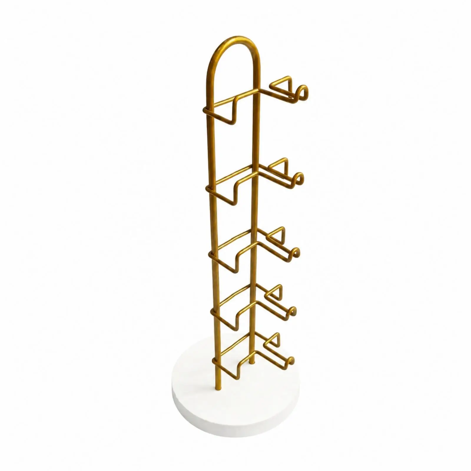 Five-Tier Eyewear Display Rack Rust-Resistant Tabletop Sunglasses Organizer with Gold Finish for Vanity, Bedroom