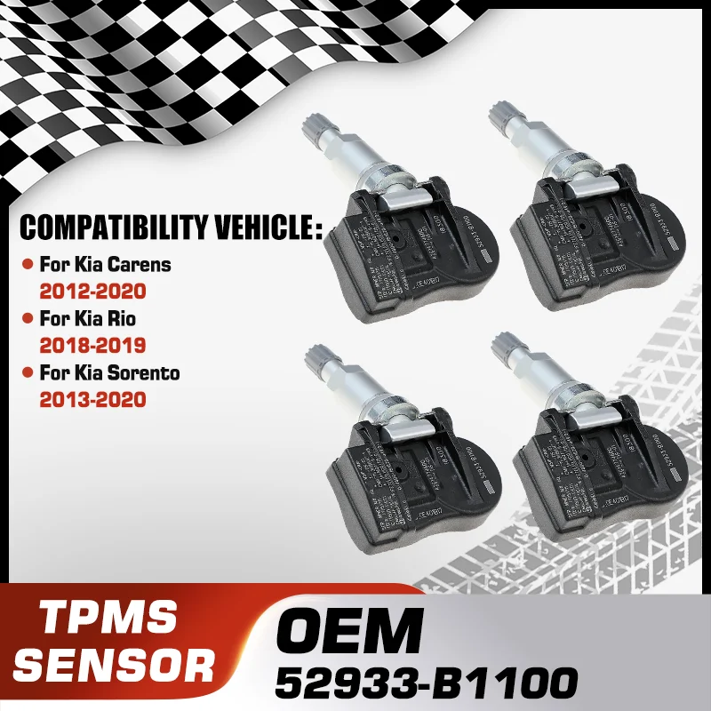 

TPMS Tire Pressure Sensor Monitoring System For Kia Carens 2012-2020 Kia Rio 2018-2019 Kia Sorento 2013-2020 52933-B1100 433 MHz