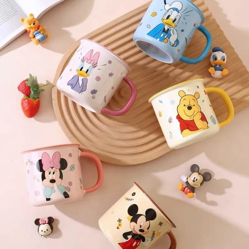 Disney Lotso Mickey Minnie kaczor Donald Judy animacja kreskówka urocza kubek ceramiczny dla dzieci kreatywna Kawaii filiżanka kawy kubek na prezent