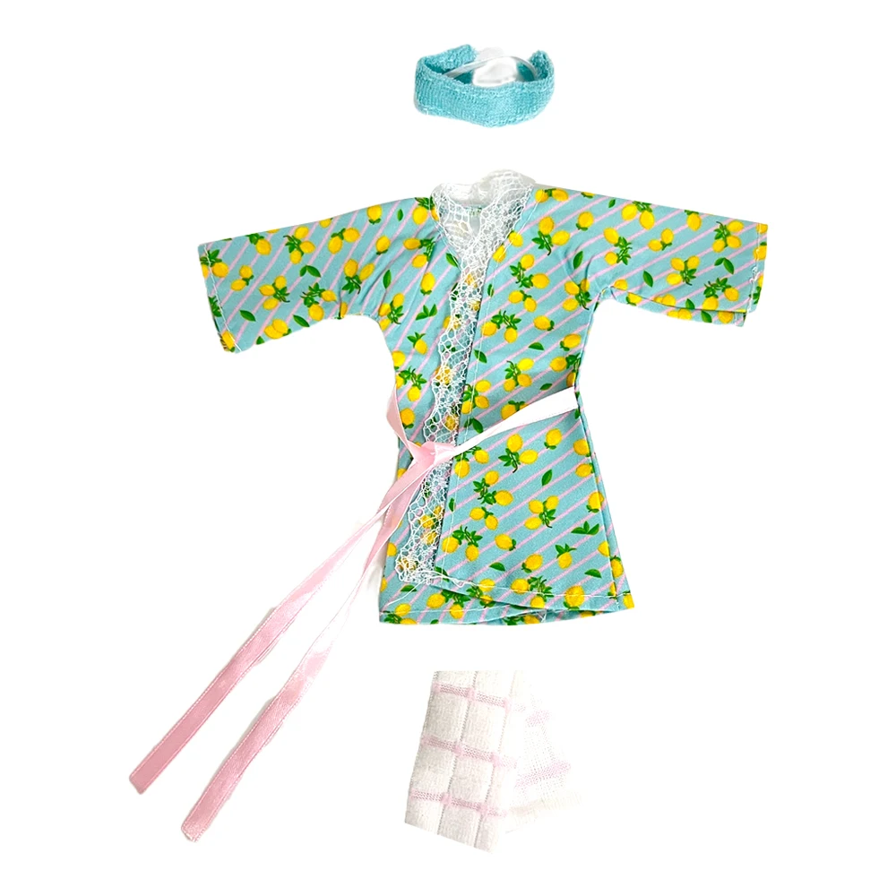 1 Set Nightgown Daily Green Bathrobe Hair Band Towel For FR Doll Kurhn Doll 1/6 Doll Clothes Dolls Accessories Girl's DIY Toys