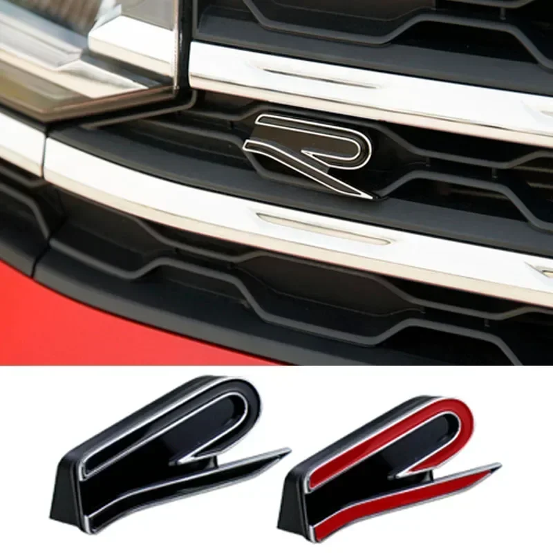 1Pcs Car Styling Front Grille Emblem Badge Decals for Volkswagen VW R Line Tiguan L TAYRON TACQUA T-ROC Teramont X  New R Logo