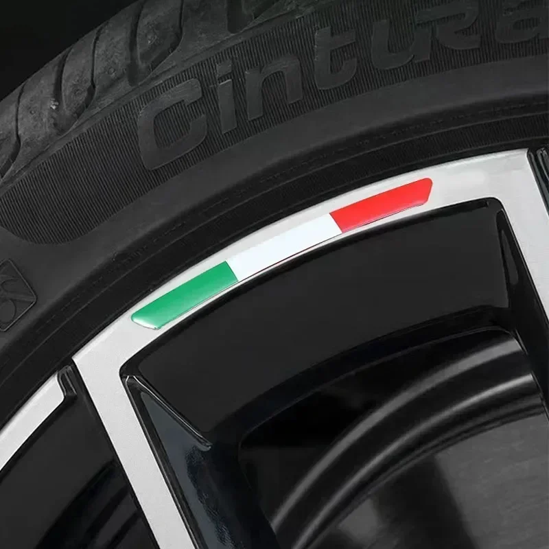 QA 4x Universal Italy Germany National Flag Aluminium Car Rims Wheel Eyebrow Stickers Decal Emblem Badge Tire Rim Decorative Str
