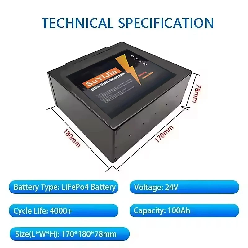 24V 32700 100AH LiFePO4 Battery Is Integrated with BMS 100A for RV Solar External Rechargeable Network Lithium Iron Phosphate