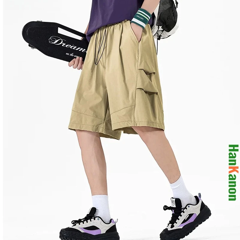 Men's 5 Point Cargo Shorts | Loose Fit Elastic Waist Summer Shorts with Multi Pockets | Breathable Casual Streetwear  Unisex