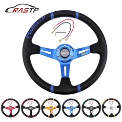 Soft Leather Aluminum Universal 14inch 350mm Drifting Steering Wheel/Leather Car Steering Wheel Suitable for Most Cars RS-STW026