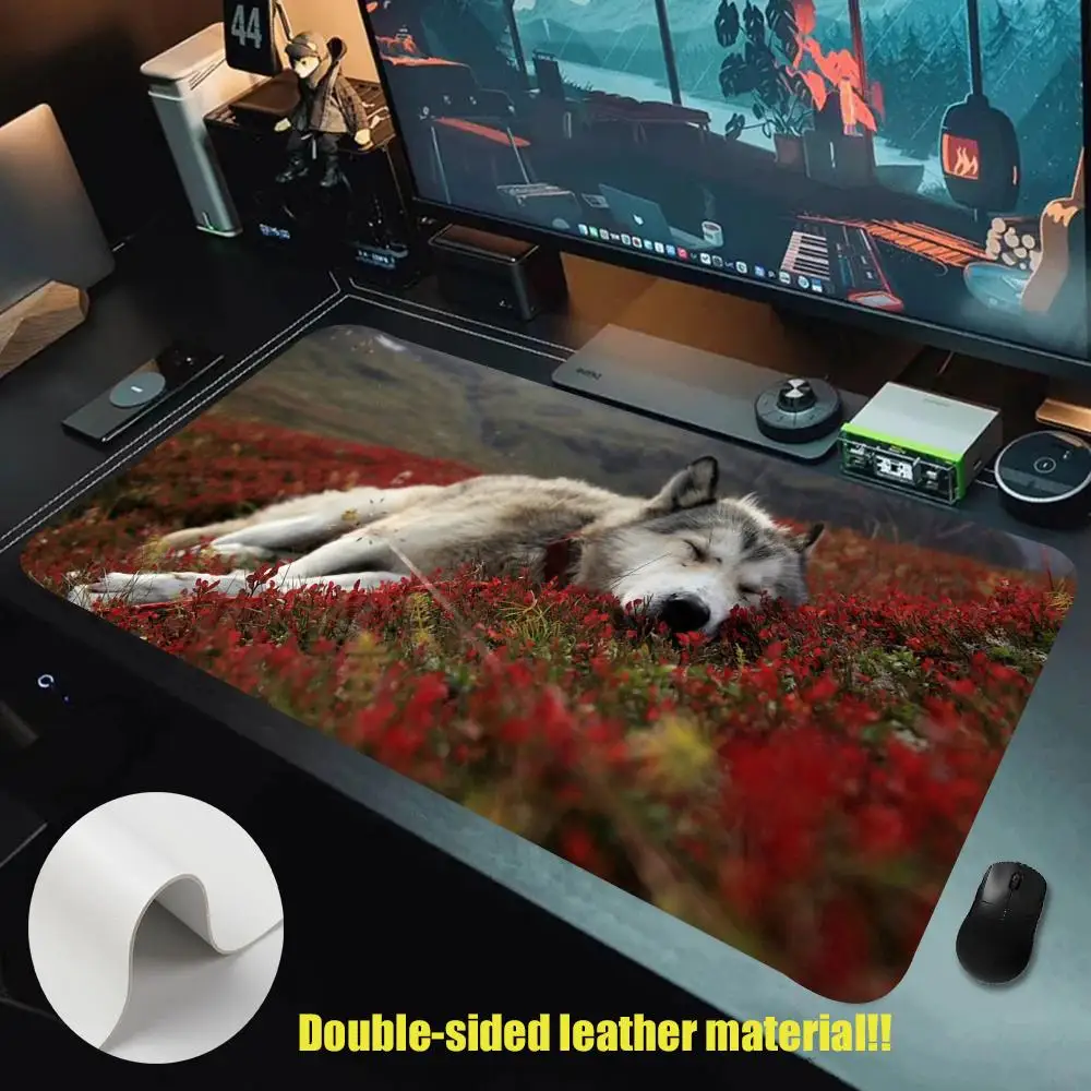 

Wolf handsome run food Mouse Pad Leather XXL Keyboard Gamer Mouse Pad Pc Large Non-slip Mouse Desk Mat