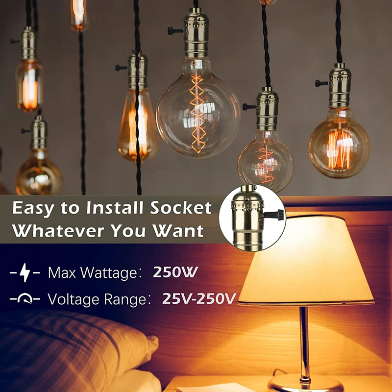 알루미늄 소켓 E26 UL 램프 홀더, 미국 소형 조명 베이스 스위치, DIY 램프 액세서리, 110V, 220V
