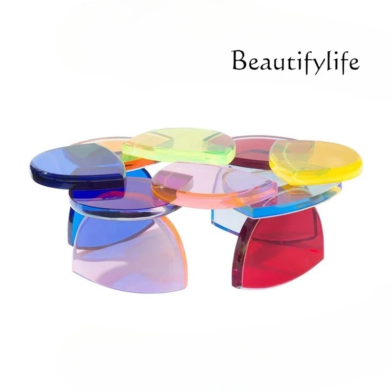 X Modern Fashion Designer Creative Acrylic Color Splicing Coffee Table Side Table Living Room Coffee Table