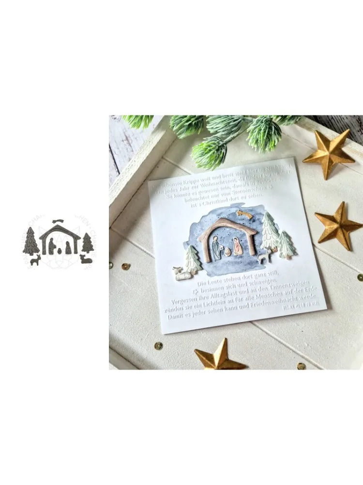 Neues Produkt Vorverkauf Weihnachten Eltern-Kind Stanzformen und Stempel DIY Scrapbook Album Dekoration Geprägtes Papierkarten-Set