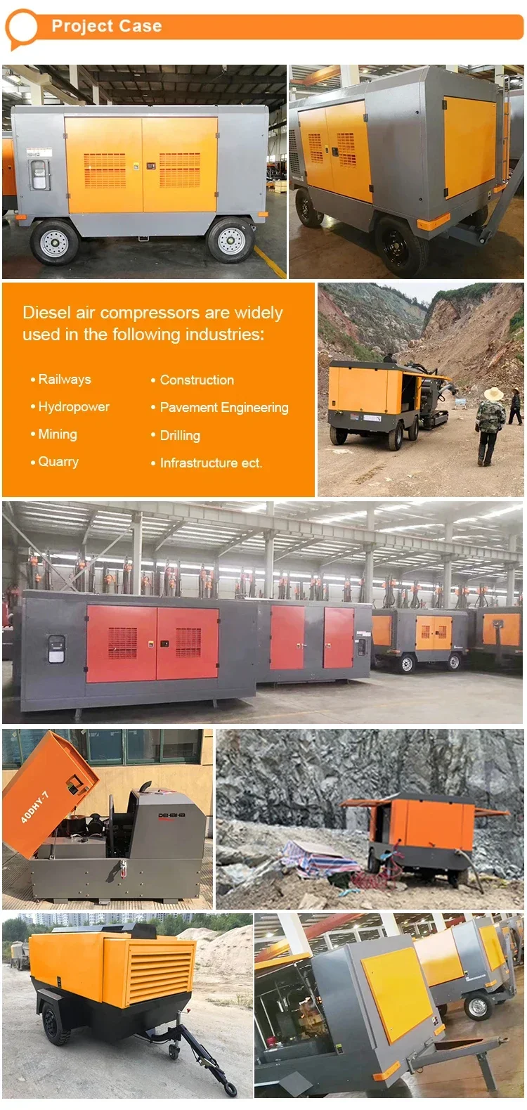 Diesel Screw air Compressor Portable diesel Engine Driven Mobile air Compressor for Mining