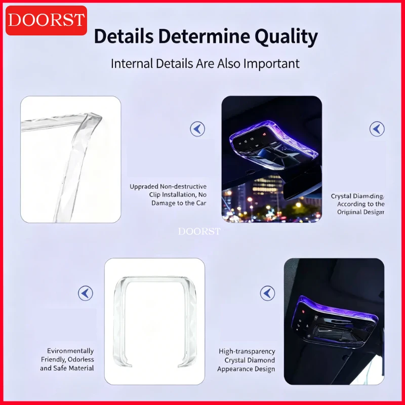 Picture 5: For Mercedes Benz C GLC E Class W206 X254 W214 Crystal Reading Light Frames Decorative Stickers Interior Modification Accessorie