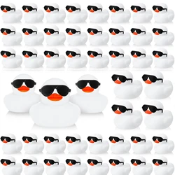 6/12/24pcs Mini Rubber Ducks White with Sunglasses Sets duck Toys Squeaky Rubber Ducks Cute Duckies for Birthday Party Favor
