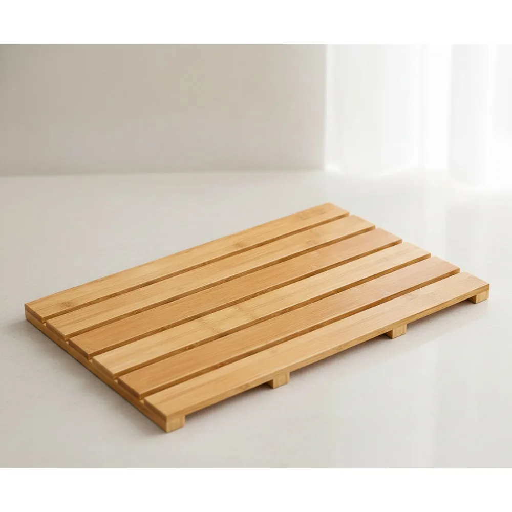 

Luxury Bamboo Bath Mat - Non-Slip Waterproof Shower Carpet for Indoor Outdoor Bathroom Beach Use