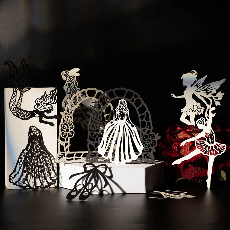 Mr.Paper, Hollow Out Character Shadow Material Paper, Decorative DIY Scrapbook Notebook Photo Frame Base Card Paper, 20pcs/bag