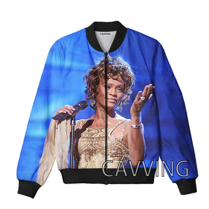 New Fashion Women/Men\'s 3D Print  Whitney Houston  Zipper Bomber Jackets Men Overcoat Mens Coat Zip Up Jackets