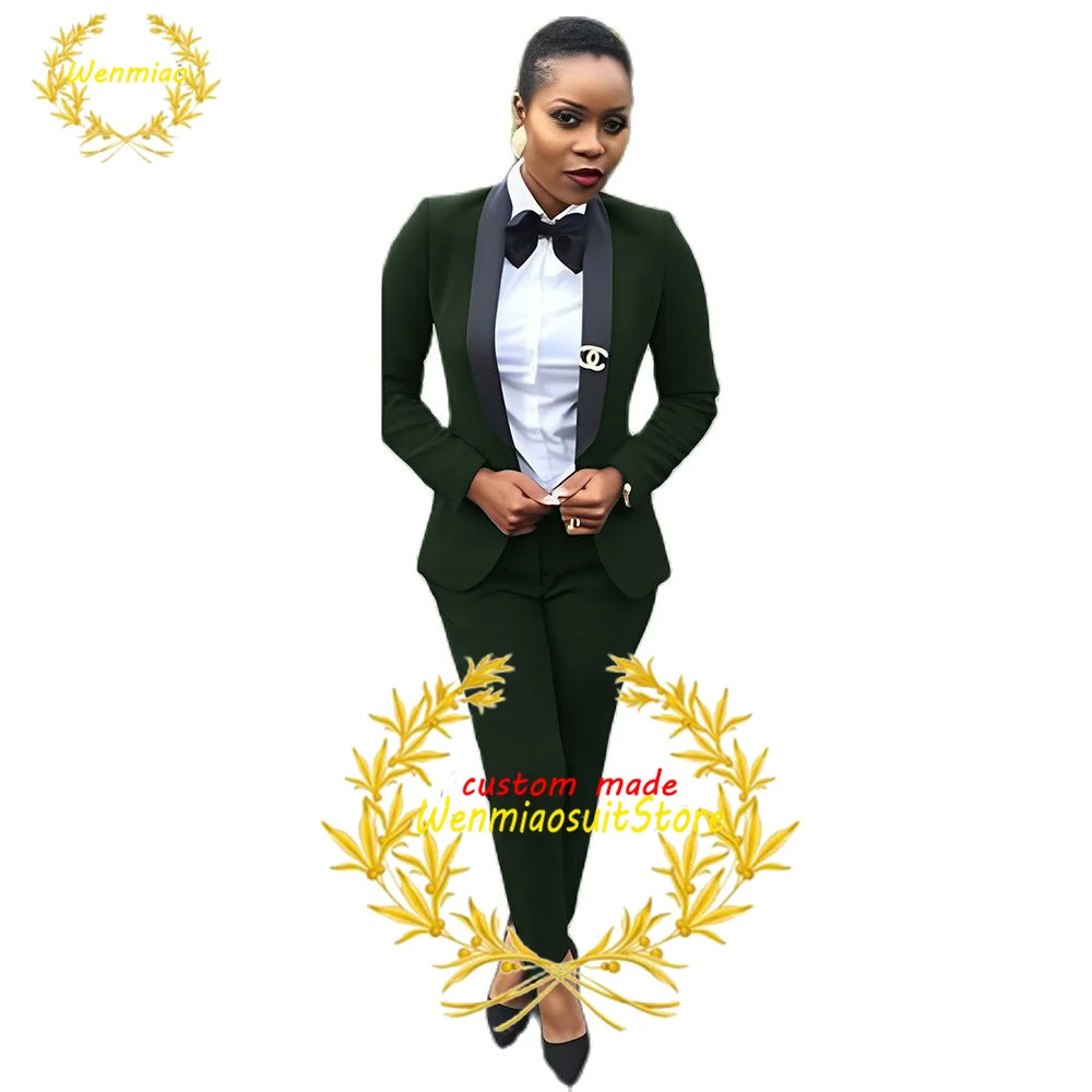 Suit for Women 2 Piece Wedding Party Tuxedo Shawl Collar Jacket Pants Formal Business Workwear Office Lady Blazer Set