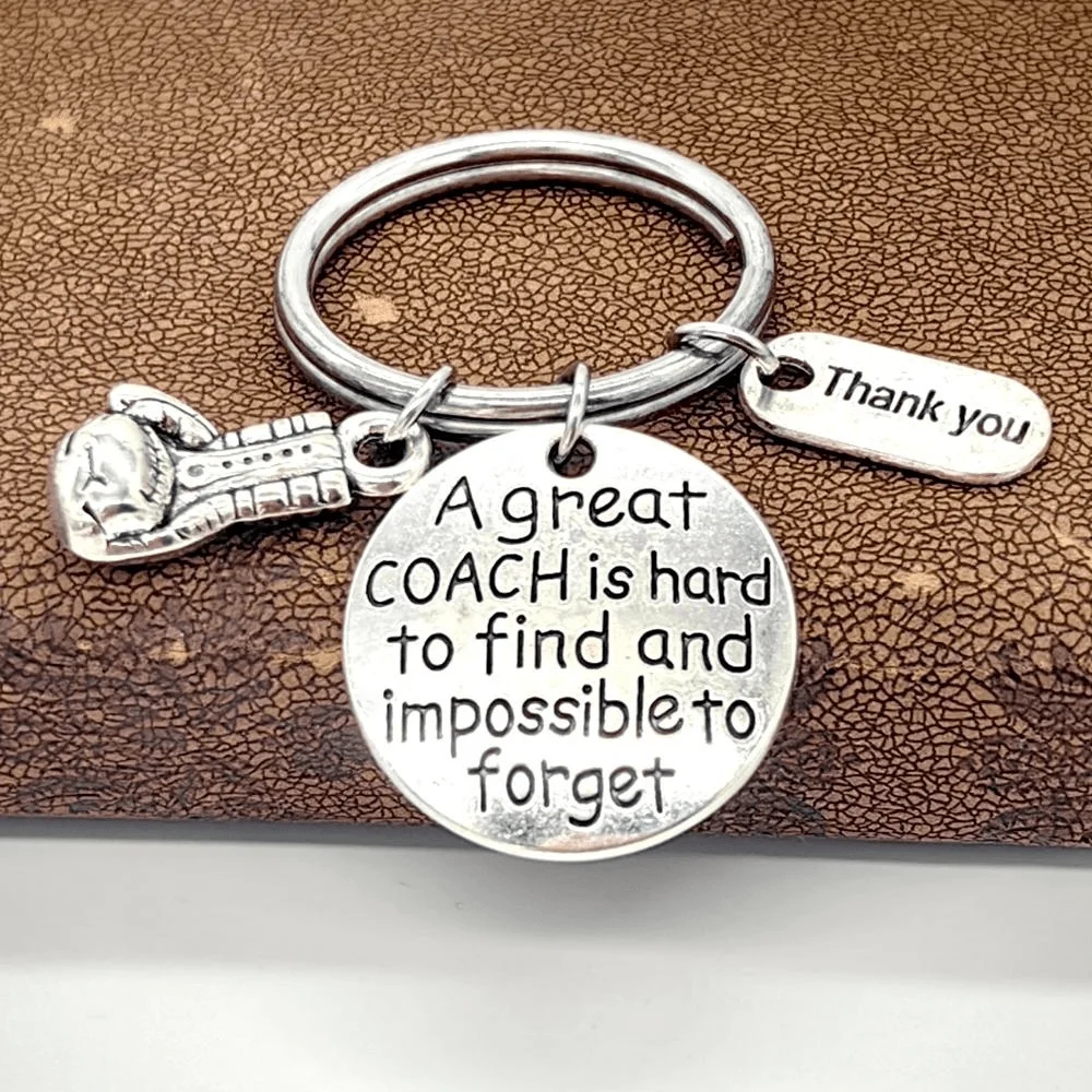 1Pc Thanksgiving Thank You Coach Keychain Badminton Boxing Gloves Charm Keyring Sport Fashion Keychain Gifts for Teacher