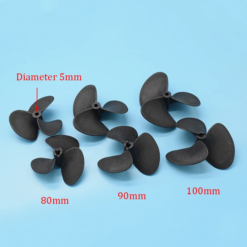 Rc Boat 3Blades propeller 80mm 90mm 100mm Screw Boat Propeller  5mm Shaft Nylon Underwater Propeller Trawler Fishing Boat Remote