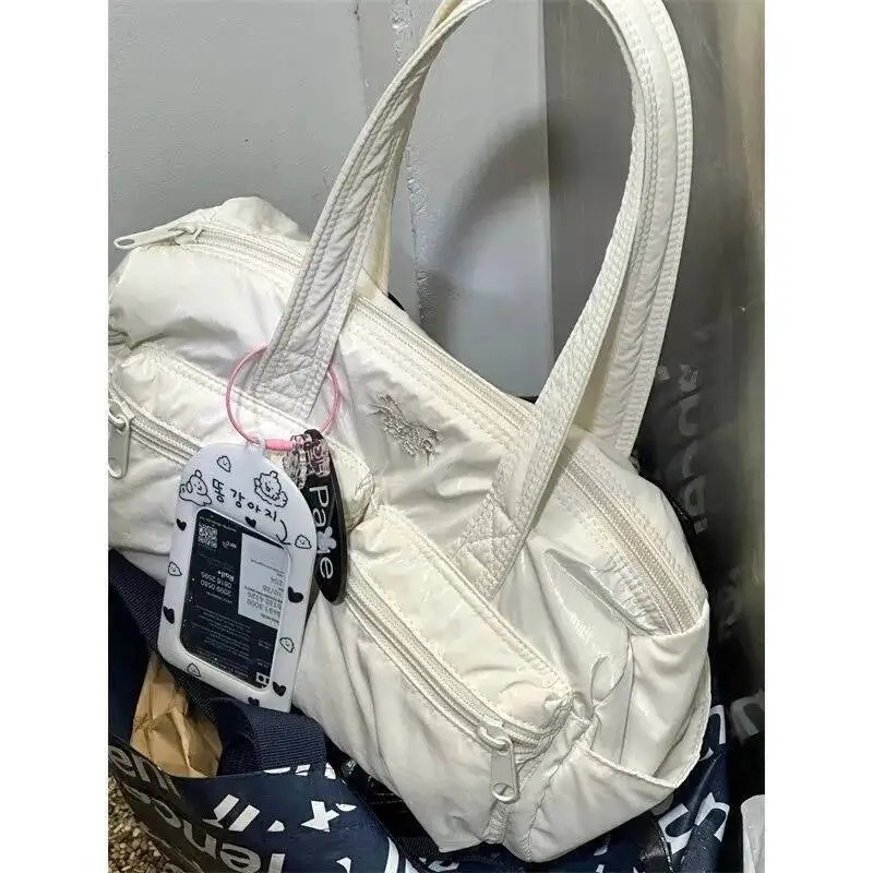 

Bloom Haruku Beige Shoulder Bags Women Hot Girls Nylon Pocket Casual Handbag Female Vintage Fashion Y2k Underarm Bag Chic
