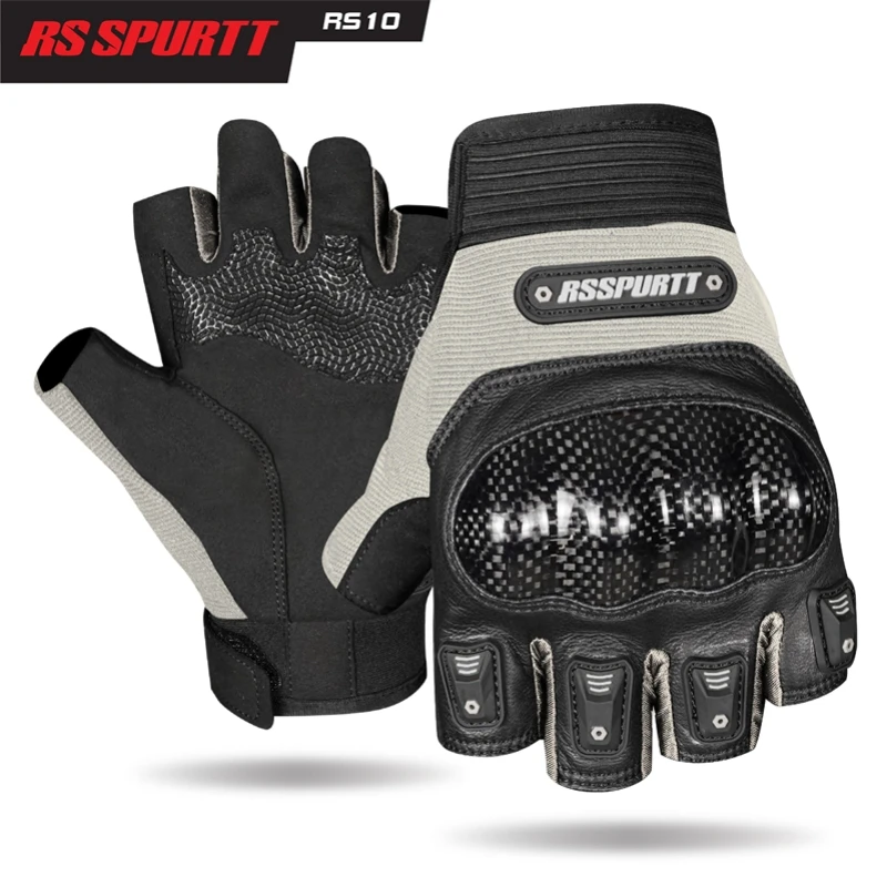 Neue Sommer Halb Finger Motorrad Carbon Fiber Schutz Ziege Haut Leder Hochwertige Reiten Motorrad Anti Drop Handschuhe