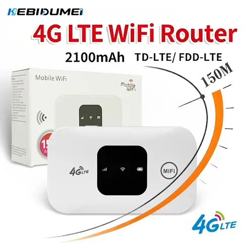 Kebidumei 4G LTE Router 150Mbps Mobile Wifi Hotspot Wireless Wi-Fi MiFi Modem with SIM Card Slot for Outdoor Home Office Travel