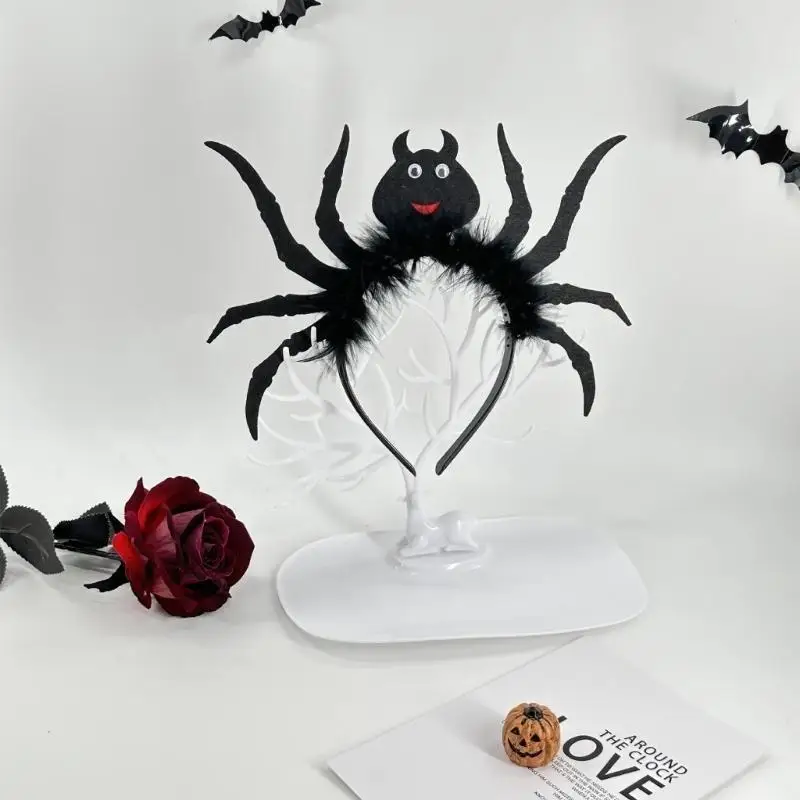 

652F Cartoon Spiders Hair Hoop Photoshoot Hair Holder Halloween Cosplay Party Costume Headwear for Children Women