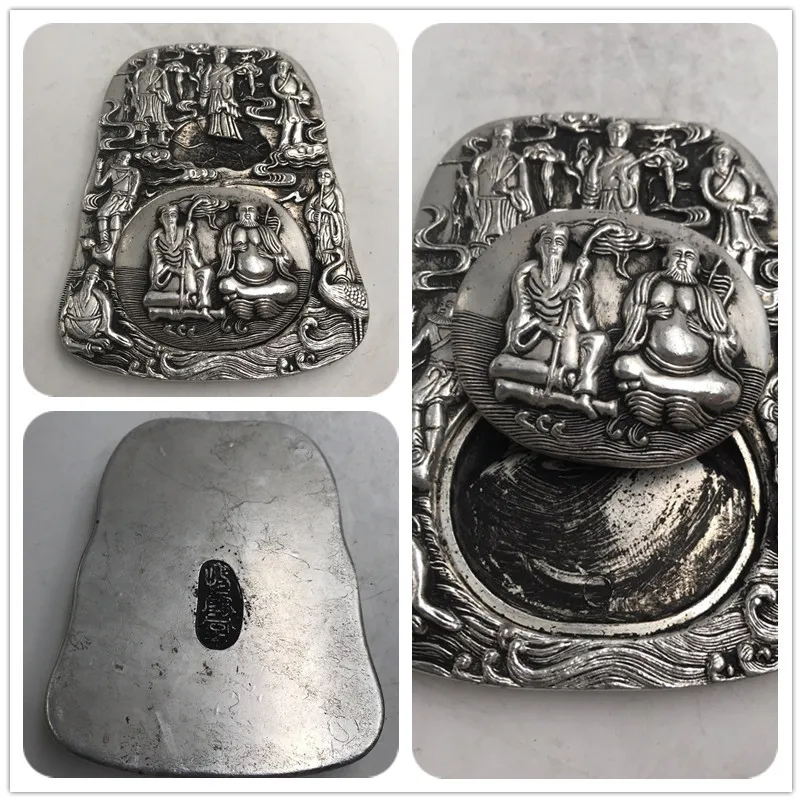 

Four treasures of the study, retro four treasures study, copper-plated eight immortals crossing the sea about 14.5 cm long