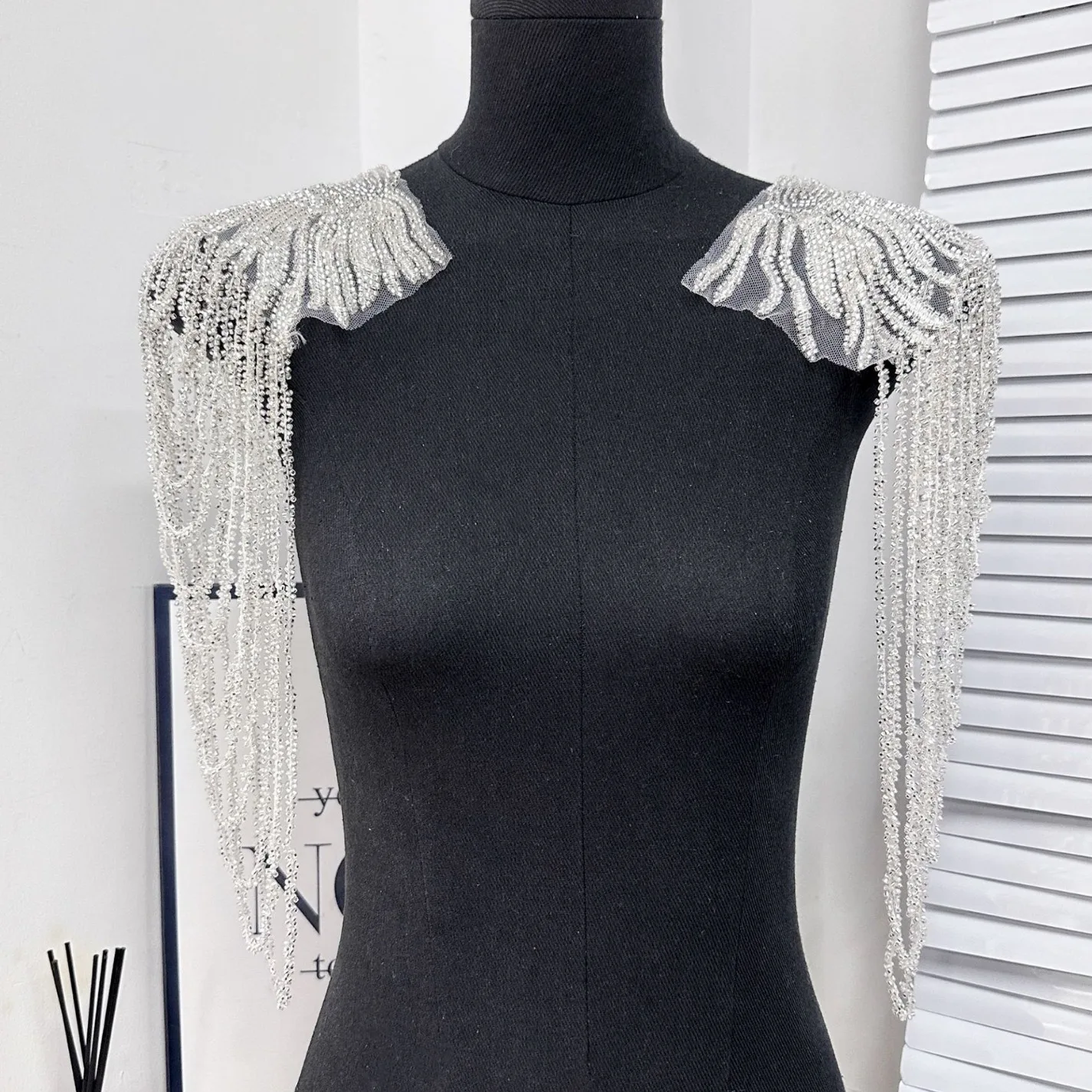 Tassel chain sequin shoulder embellishment wedding dress performance costume fabric patch