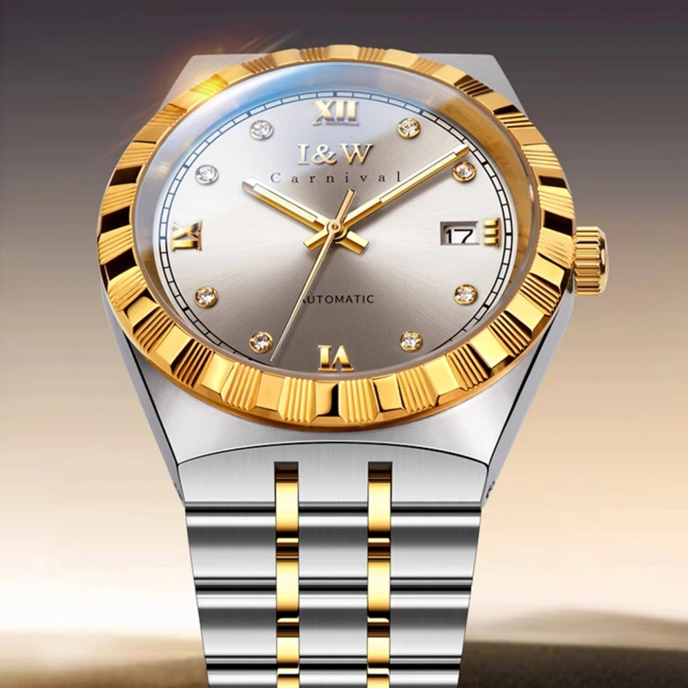 Carnival Brand Fashion Business Men's Mechanical Watch Stainless Steel High-End Imported Movement Automatic Watches Mens
