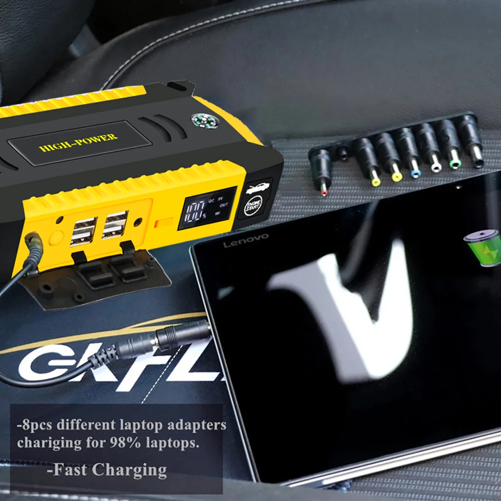 GKFLY-Démarreur de voiture diesel doré, batterie externe pour diabétique, chargeur d'appoint, dispositif de démarrage 12V, 16000mAh