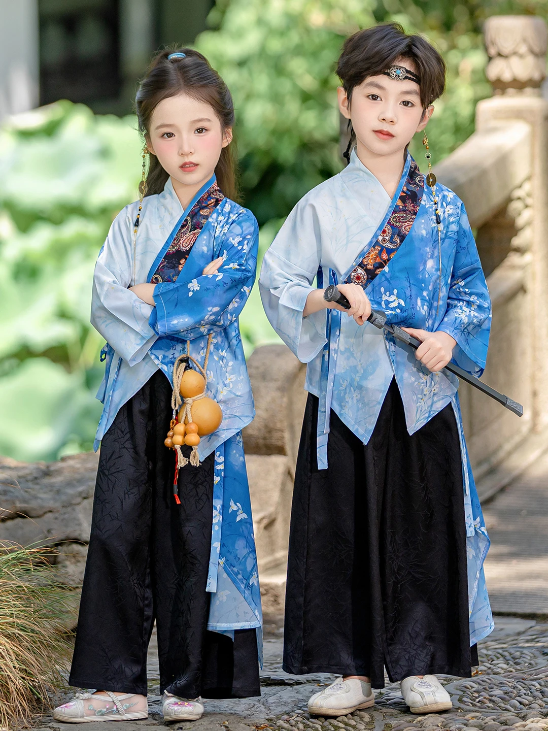 Traditional Chinese Costume Children's Performance Wear Spring Mountain Poem Recitation Kindergarten Elementary School Students