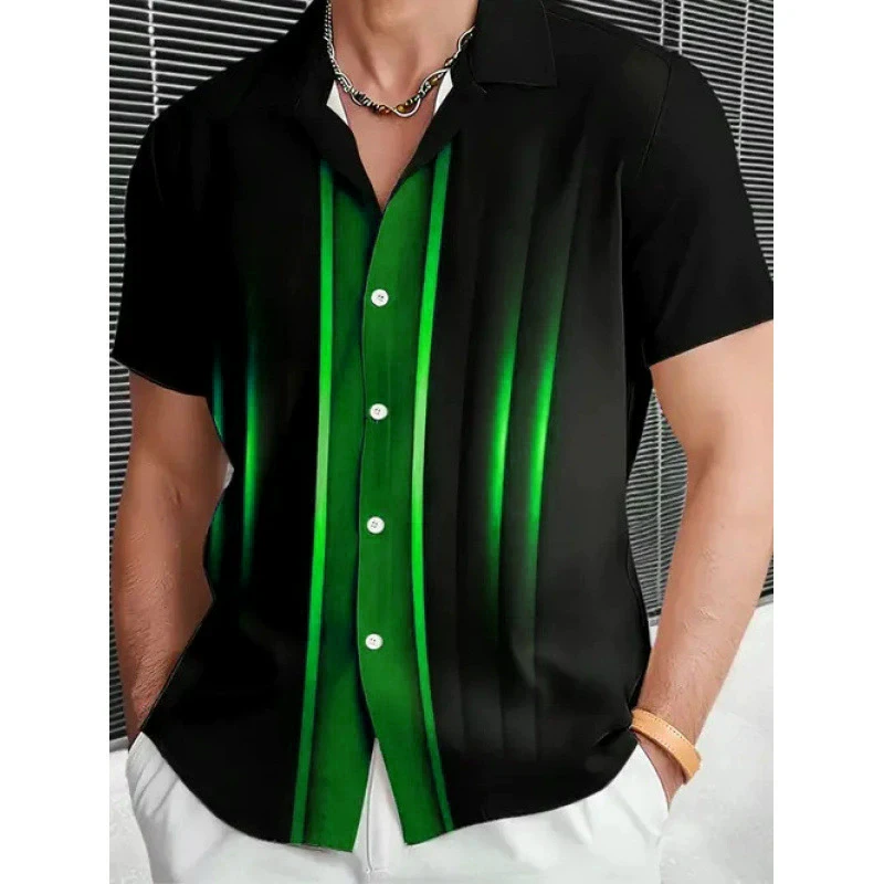 

Fashion Tie-dye Striped Men's Shirts Summer Short Sleeve 3D Printed Street Trend Male Simple Blouse 4XL Plus Size Casual Shirt