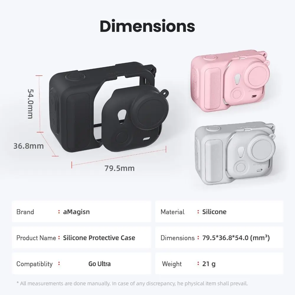 Silicone Protective Case Scratch-proof Full Coverage Camera Protector With Anti-lost Rope Lens Cap for Insta360 Go Ultra