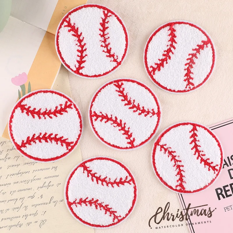 2PCS Embroidery Fusible Patch Iron on Transfer Appliques Patches for Clothes Chenille Baseball Patch Couture Decorate