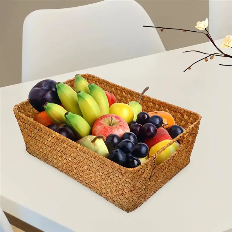 Basket Storage Baskets Woven Wicker Rattan Hyacinth Water Bread Fruit Tray Serving Box Sundries Seagrass Bins Food Snack