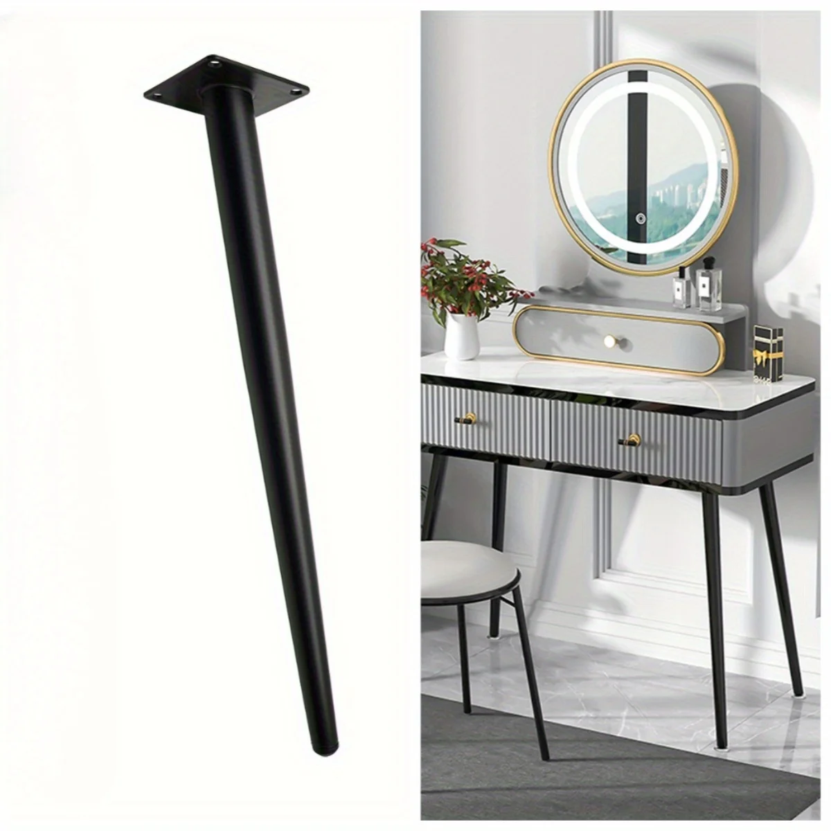 ขาเฟอร์นิเจอร์โลหะขนาด 45 ซม. รวมถึงขาตั้ง, ขาโต๊ะเครื่องแป้ง, ขาแบบเฉียง, ขาทรงกลมเรียว และขาแบบฮาร์ดแวร์