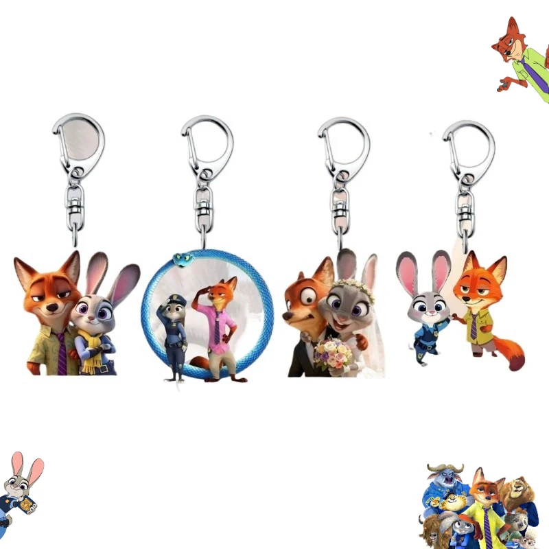

Disney Zootopia Nick Judy аниме мультфильм милый двусторонний акриловый брелок креативная пара одинаковый стиль рюкзак кулон подарок