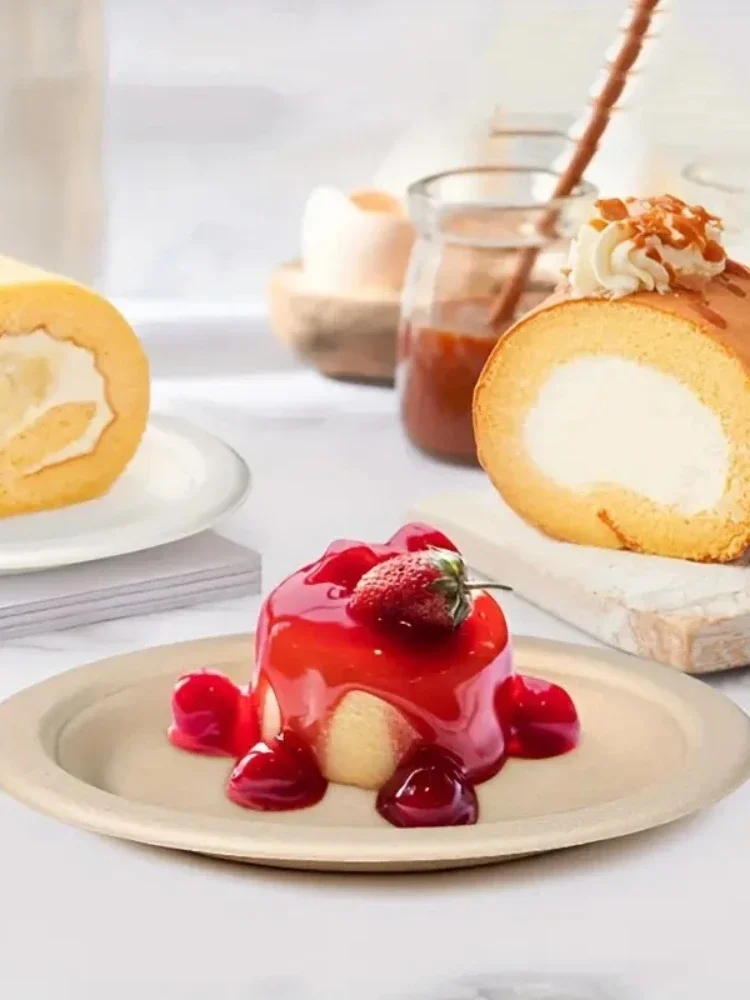 Assiettes circulaires en papier, 50 pièces, adaptées aux plats de cuisine jetables dans les Restaurants, tels que les Desserts de salade de pâtes au Barbecue