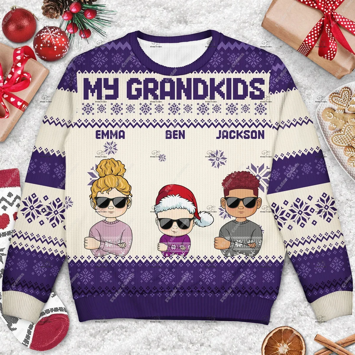 Custom Name Photos Christmas Couple Family Pet Outfit Vintage Ugly Sweater 3DPrint Harajuku Pullover Casual Funny Long Sleeves 7