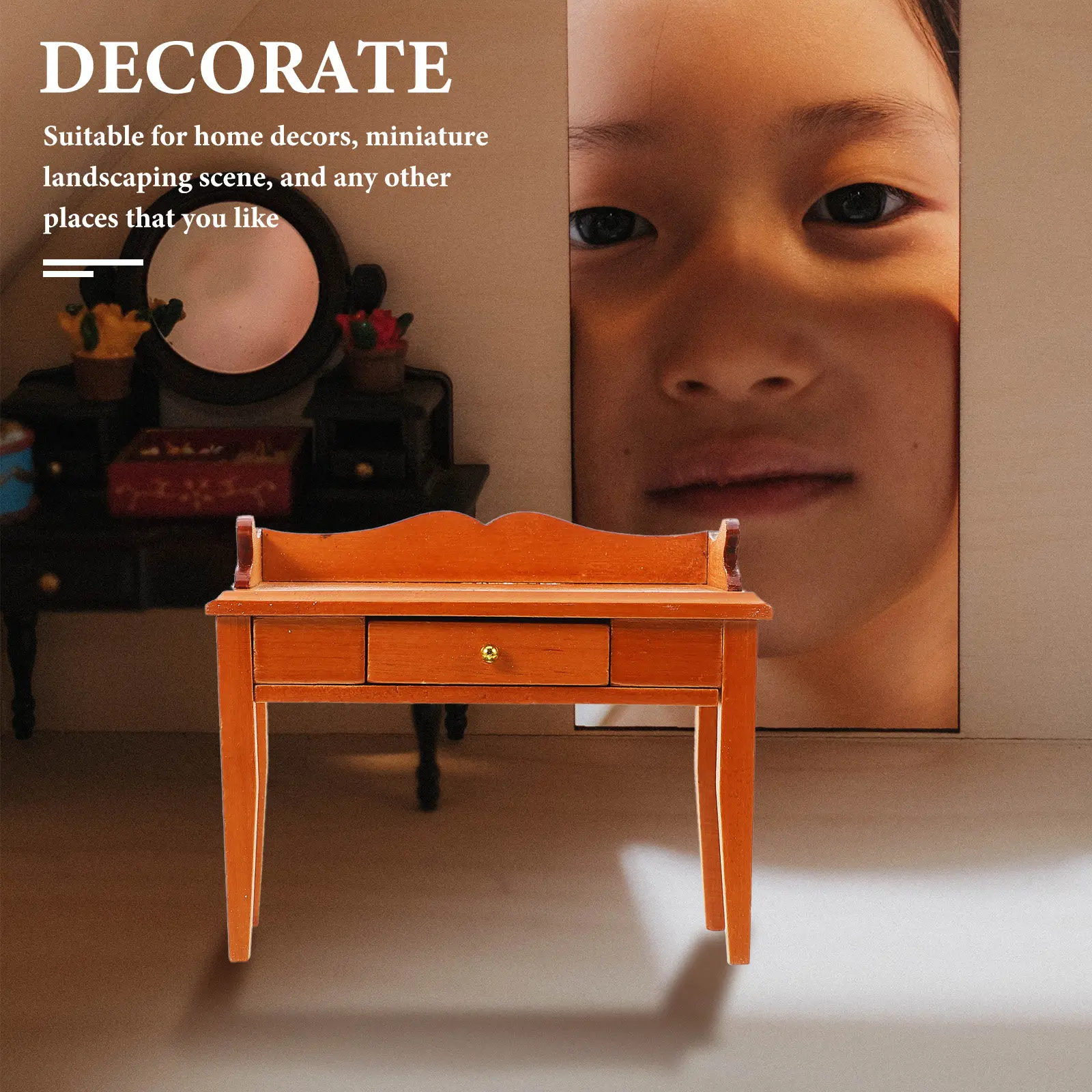 

Miniature Wooden Table Writing Desk Compact Size Fine Craftsmanship Durable Dollhouse Furniture Decorative Mini Desk