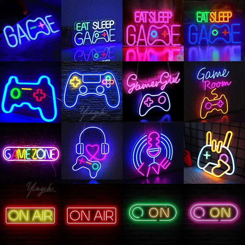 Game Neon Sign Light LED Game Zone Gaming Console Logo Nightlight Lamp Decor Bar KTV Internet Cafe Room Party Shop Gift