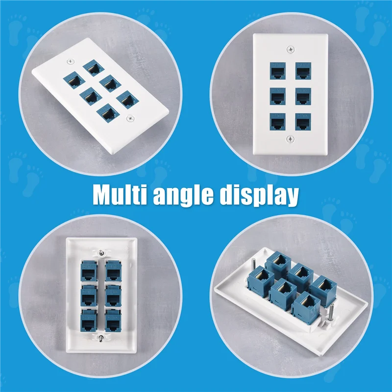 LICE-Cat 6 Ethernet Wall Plate 6 Port,Ethernet Wall Plate Female-Female Removable Compatible With Cat7/6/6E/5/5E