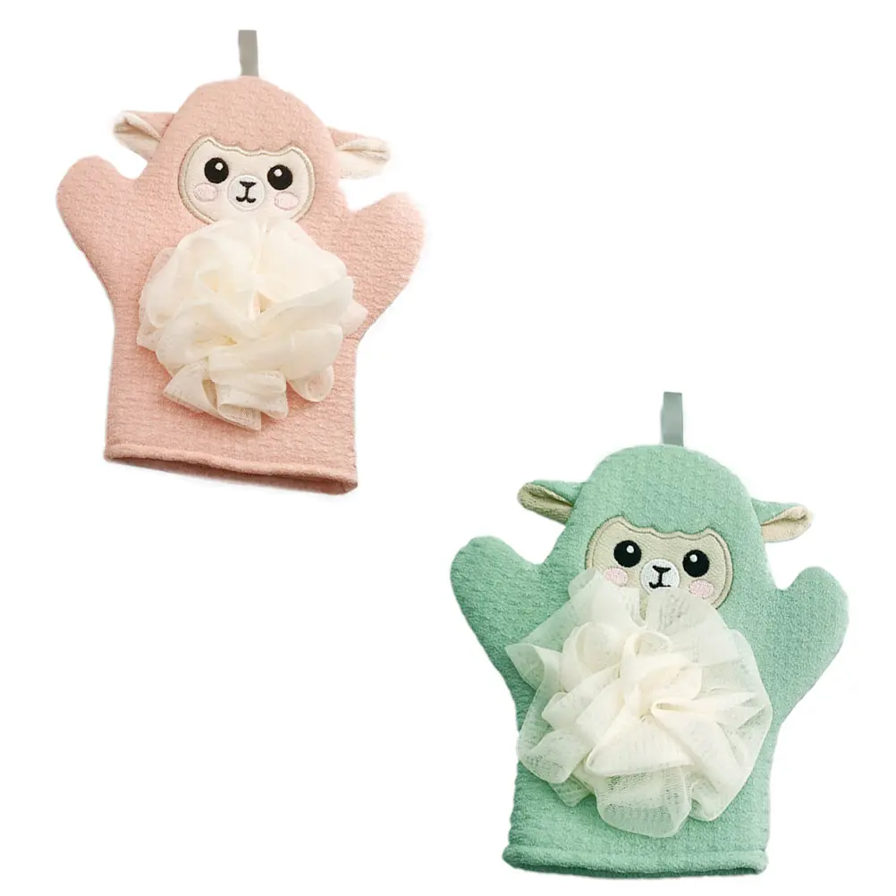 2 قطعة قفازات الدش الكرتون قفازات استحمام الطفل ثنائي الغرض فوط استحمام الأطفال التقشير لوازم الحمام للاستحمام للأطفال #1