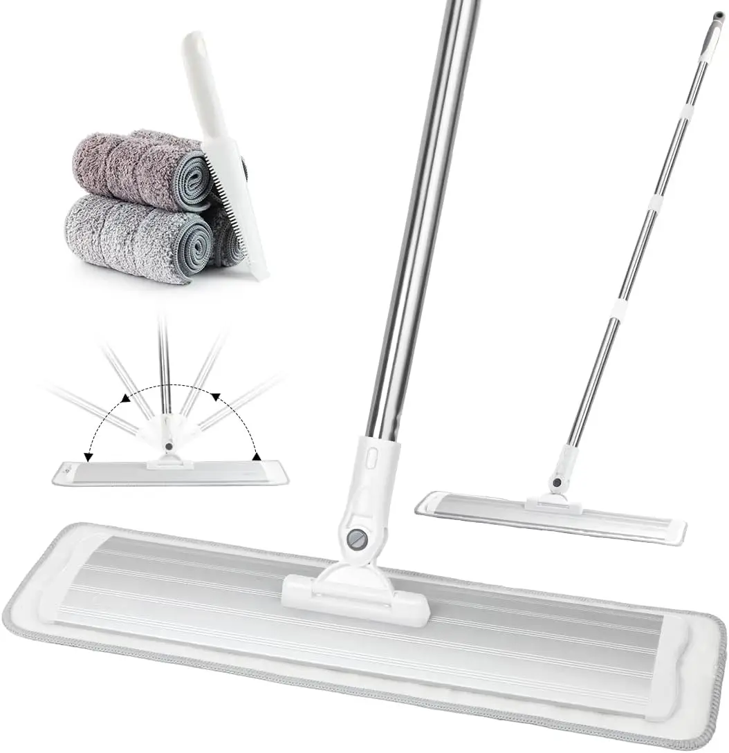

Commercial Flat Microfiber Floor Mop Cleaning System 18" Inch Wet Dry and Dust Hardwood with 4 Washable Pads Cleaner for Lami
