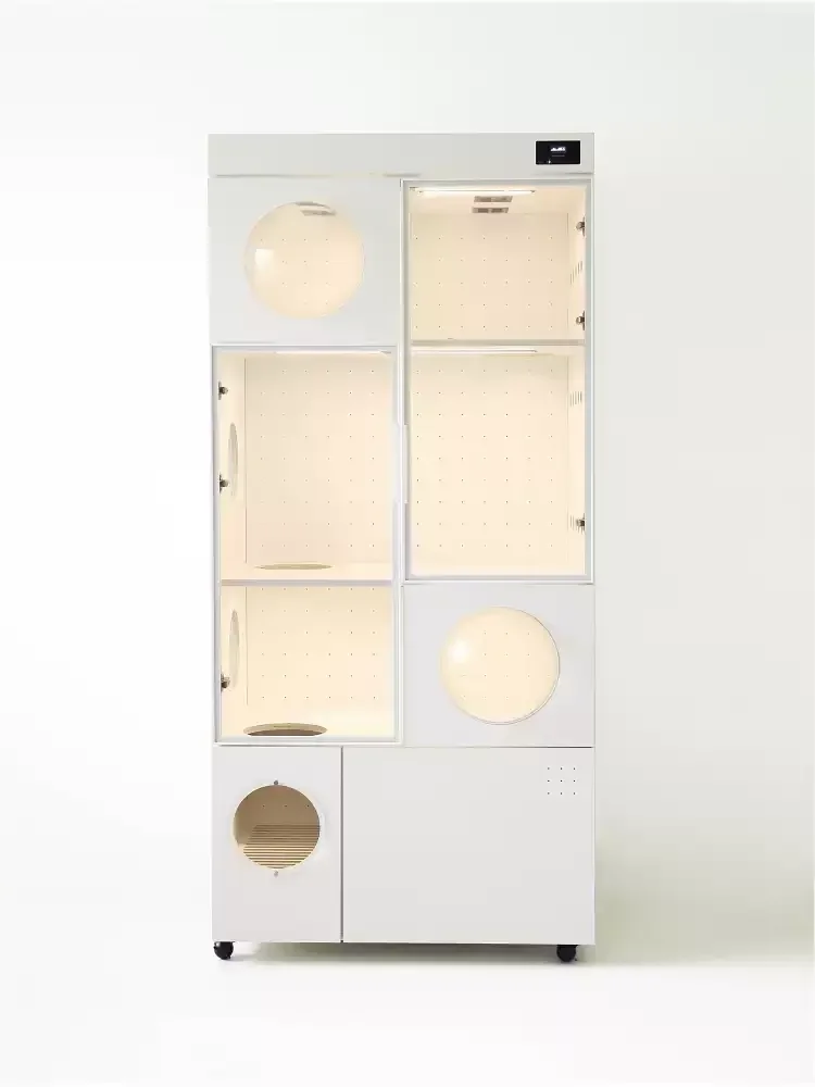 

Smart thermostatic villa cat litter box integrated luxury nest cabinet villa cat cage