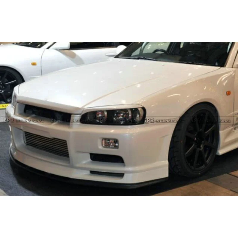 المصد الأمامي لنيسان سكايلاين R34 GTT من ألياف الكربون طراز URR ومحيط الوجه الأمامي #4